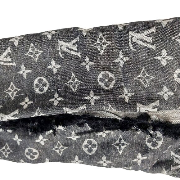 LOUIS VUITTON LV Monogram Charcoal Gray & Heather Gray Scarf Shawl Wrap - Picture 13 of 16